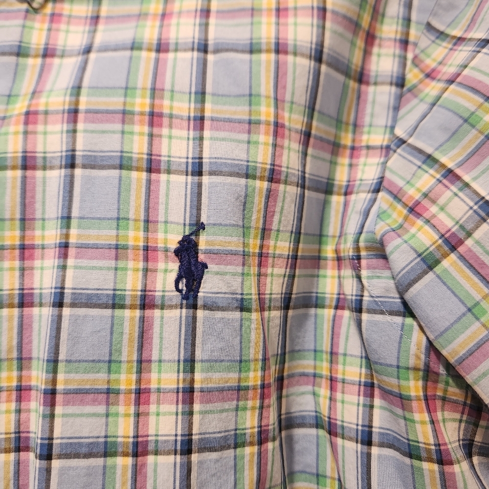 Ralph Lauren Plaid Button Down Shirt Mens Small Colorful Navy Pony Logo - Picture 2 of 7